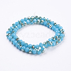 Half Plated  Faceted Rondelle Electroplate Imitation Jade Glass Beads Strands X-EGLA-D020-10x8mm-38-2