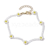 Faceted Rondelle Glass & Glass Seed Anklet AJEW-AN00587-1
