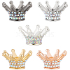 10Pcs 5 Colors Alloy Rhinestone Crown Beads FIND-PA0001-33-1