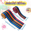 2Rolls 2 Styles Stripe Pattern Printed Polyester Grosgrain Ribbon OCOR-TA0001-37K-10