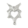304 Stainless Steel Bat Wings Heart Links Connector Charms STAS-S186-13P-1