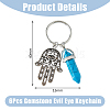 DICOSMETIC 6Pcs 6 Style Alloy Hamsa Hand/Hand of Miriam Pendant Keychain AJEW-DC0001-35-2