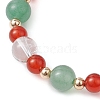 Christmas Theme Green Aventurine & Carnelian & Quartz Crystal Beaded Stretch Bracelets for Women BJEW-TA00543-4