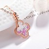 I Love You Clover Floating Pendant Necklace NJEW-BB44350-A-2