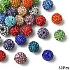 30Pcs Glass Rhinestone Clay Pave Round Beads RB-YW0001-24-1