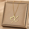 304 Stainless Steel Heart Initial Pendant Necklaces for Women Men FS-WG51A4F-18-1