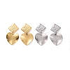 304 Stainless Steel Heart with Rhombus Dangle Stud Earrings for Women EJEW-G328-24-1