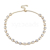 Brass Clear Cubic Zirconia Flat Round & Rectangle Cup Chain Necklaces for Women NJEW-U015-04G-1