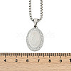 304 Stainless Steel Micro Pave Clear Cubic Zirconia Oval Pendant Box Chain Necklaces for Men NJEW-S387-02P-5