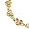 Rack Plating Brass Micro Pave Cubic Zirconia Heart Link Chain Bracelets for Women BJEW-P323-09G-05-2