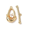 Brass Pave Clear Cubic Zirconia Toggle Clasps KK-P223-45G-1