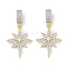 Brass Micro Pave Clear Cubic Zirconia Star European Dangle Charms KK-U058-37G-1