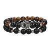 Volcano Stone Black Matte Black Gallstone Wood Beads Bracelet Set Combination Hip Hop Elastic Bracelet Bracelet Bracelet WQ1083-6-1