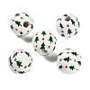 Christmas Printed Schima Wood European Beads WOOD-G024-02C-1