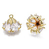 Brass Inlaid Clear Cubic Zirconia Charms ZIRC-S069-001G-2