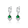 Elegant S925 Silver Inlaid Emerald Zircon Earrings Pendant Set PP0073-1
