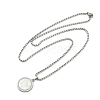 304 Stainless Steel Micro Pave Clear Cubic Zirconia Flat Round Pendant Box Chain Necklaces for Men NJEW-S387-03P-4