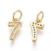 Brass Micro Pave Clear Cubic Zirconia Charms ZIRC-L092-07-G-2