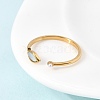 304 Stainless Steel & Natural Shell & Imitation Pearl Cuff Rings for Women RJEW-G372-01G-06-3