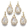 Brass Micro Cubic Zirconia Pendants KK-N235-029-1