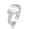 Non-Tarnish 304 Stainless Steel Heart Open Cuff Ring for Women RJEW-A005-05P-1