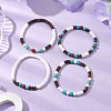 4Pcs 4 Styles Round Natural Red Jasper & Synthetic Turquoise & White Shell & Coconut Beaded Stretch Bracelet Sets BJEW-JB10812-2