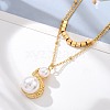 304 Stainless Steel Double Layer Necklaces NJEW-Z061-02G-2