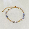 Natural Blue Spot Jasper Star Beaded Bracelets with 304 Stainless Steel Paperclip Chains WGC91F5-01-1