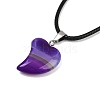 Dyed Natural Banded Agate Heart Pendant Necklaces NJEW-G166-01B-2