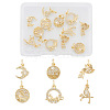 Fashewelry 12Pcs 6 Style Brass Micro Pave Clear Cubic Zirconia Charms KK-FW0001-11-1