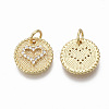 Brass Micro Pave Clear Cubic Zirconia Charms KK-R133-034G-NF-2