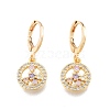 Colorful Cubic Zirconia Flower Dangle Leverback Earrings EJEW-N012-84-2