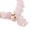 Round Natural Rose Quartz & Gemstone & Natural Freshwater Pearl Beaded Stretch Bracelets BJEW-C068-03G-4