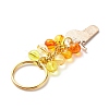 4Pcs Flower/Bee/Orange Juice Alloy Enamel Pendant Keychain KEYC-JKC00412-05-6