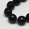 Faceted Round Grade A Synthetic Black Stone Beads Strands LS-G-N0137-04-6mm-1