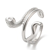 304 Stainless Steel Snake Open Cuff Ring for Women RJEW-I098-01P-1