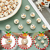 80Pcs 4 Styles Snowman Theme Printed Wood European Beads WOOD-PH0003-04B-4