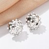 Half Round Brass & ABS Imitation Pearl Stud Earrings EJEW-M077-07P-4