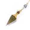 Resin Hexagonal Pointed Dowsing Pendulums(Brass Finding and Gemstone Inside) G-L521-A08-3