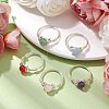 5Pcs 5 Styles Round Natural Gemstone Ring RJEW-JR00709-2