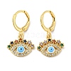 Evil Eye Real 18K Gold Plated Brass Dangle Leverback Earrings EJEW-A033-06G-04-1