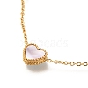 Ion Plating(IP) 304 Stainless Steel & Shell White Heart Bib Necklaces NJEW-F328-14G-01-2