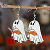 Ghost with Book Wood Dangle Earrings FS-WG49A46-03-1