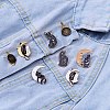 6Pcs 6 Style Moon Phase Cat Enamel Pins JBR079A-5