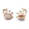 Brass Micro Pave Clear Cubic Zirconia Pendants KK-S359-109-RS-2