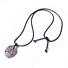 Natural Rose Quartz Beaded Pendant Necklaces NJEW-G324-B02-1