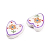 Floral Printed Porcelain Beads PORC-A033-01G-2