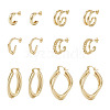 Yilisi 4Pair 4 Style C-shape Brass Stud Earrings DIY-YS0001-41-7