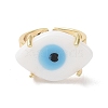 Lampwork Oval with Evil Eye Open Cuff Ring RJEW-I086-13G-05-3