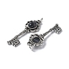 Key Brass Natural Black Agate Big Pendants KK-D361-01AS-20-2